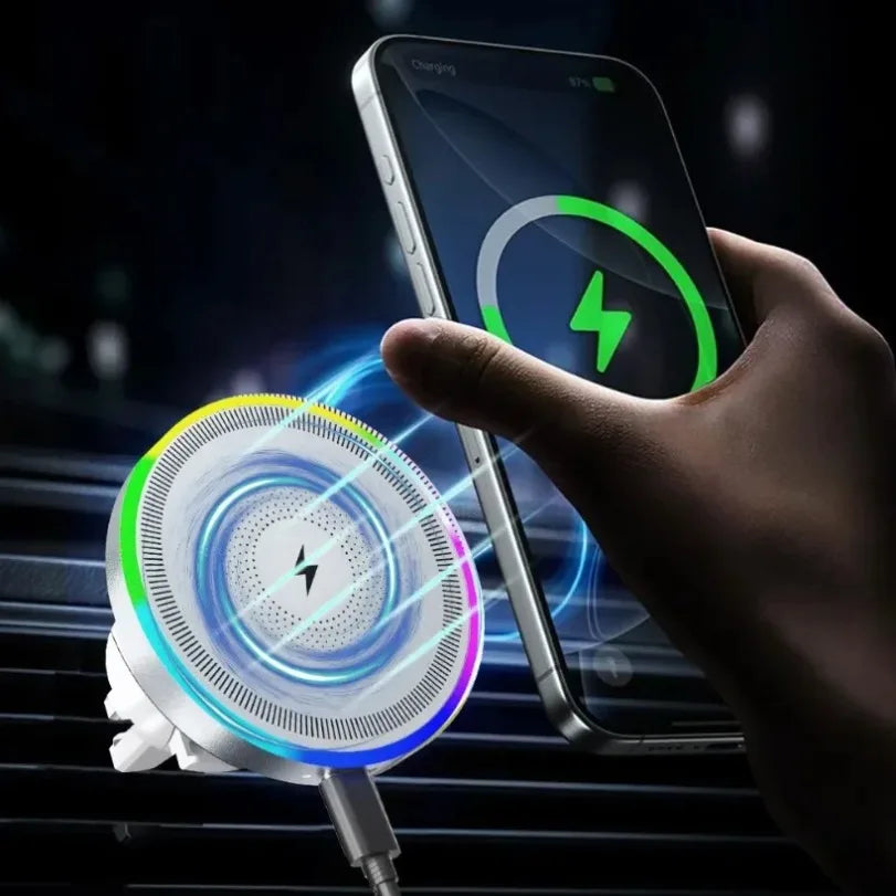 Soporte Magnético de Coche con Carga Inalámbrica y Luz RGB