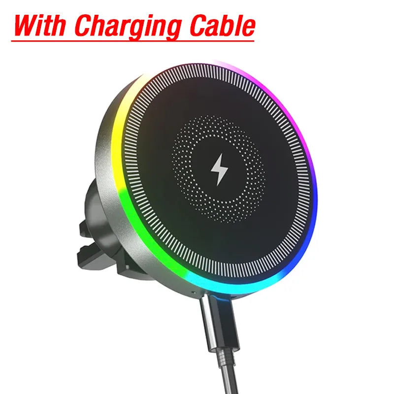 Soporte Magnético de Coche con Carga Inalámbrica y Luz RGB
