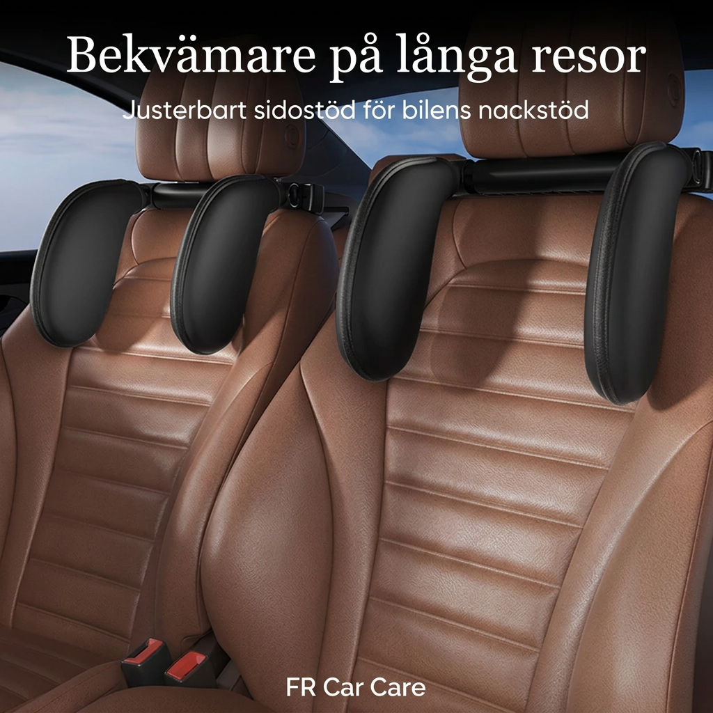 Svarta justerbara sidostöd monterade på bruna bilsäten