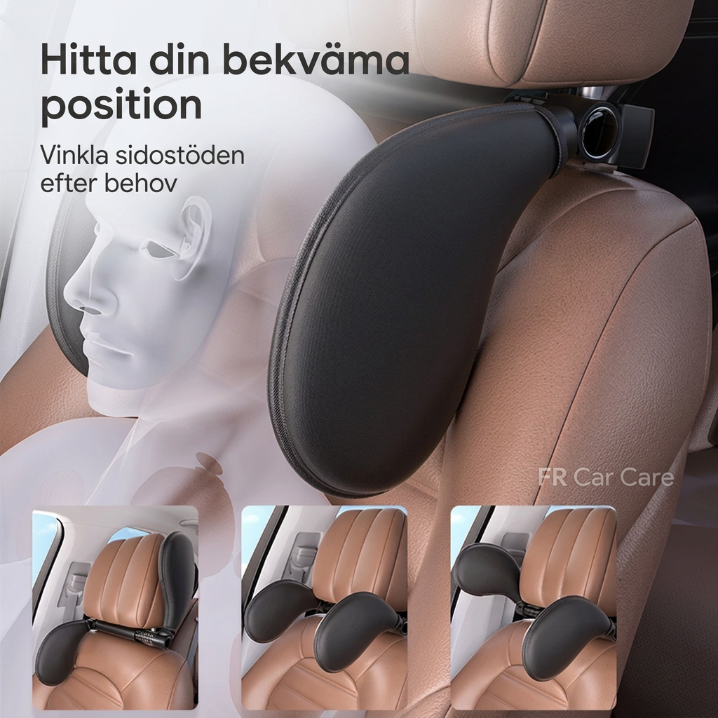 Sidokuddar för bilens nackstöd i olika positioner